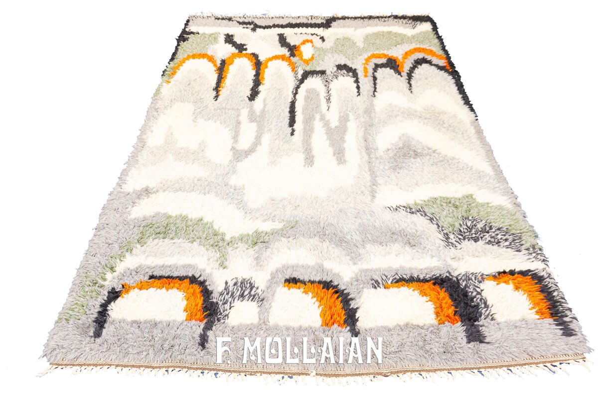 Tapis Scandinave Rya Couleur Blanc/Gris n°:204351